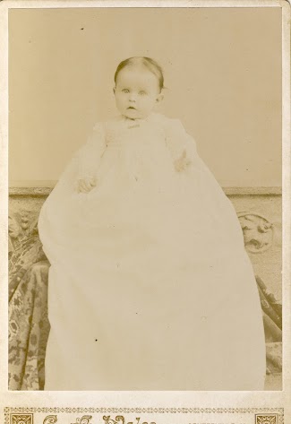 Unknown infant. (from Boileau Family Collection)  G(?) A Wales Photography, Centerville Iowa. (submitter:  Steve Larson)